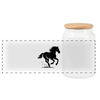 Silhouette de galop de cheval - Boîte à biscuits avec couvercle en bois - blanc - Devant