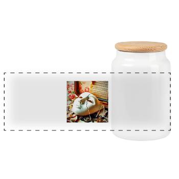 Maskenbruch Retro-Setting - Panorama Keksdose mit Holzdeckel - Weiß - Vorne