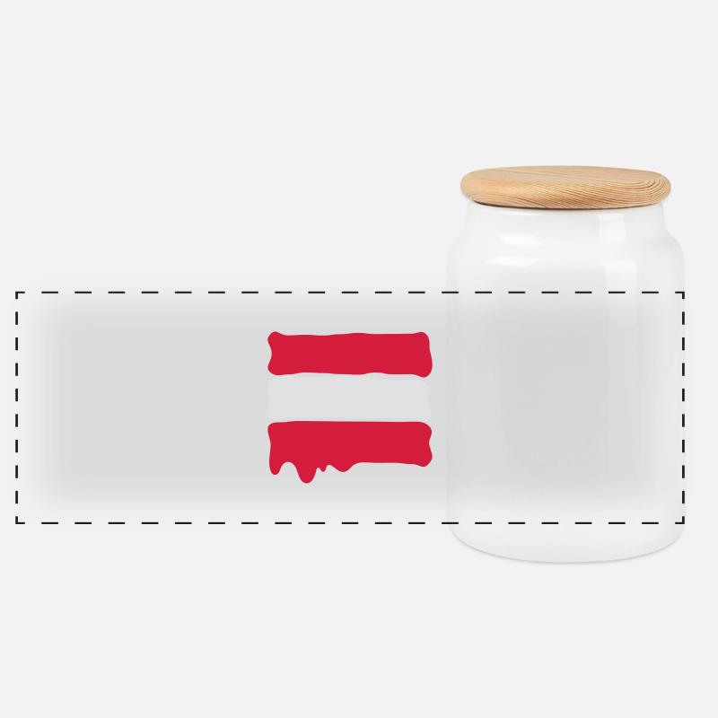 Runny paint flag Austria - Panorama Keksdose mit Holzdeckel - Weiß