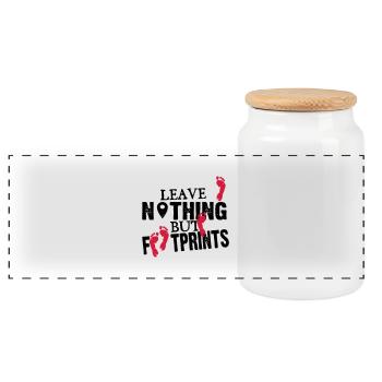 Geocaching: leave nothing but footprints - Panorama Keksdose mit Holzdeckel - Weiß - Vorne