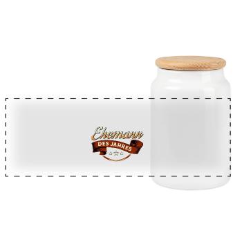 Ehemann des Jahres RAHMENLOS Geschenk - Panorama Keksdose mit Holzdeckel - Weiß - Vorne