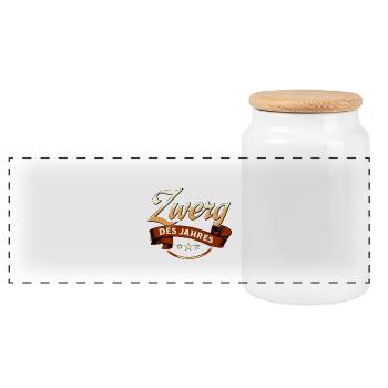 Gamer-Zwerg des Jahres RAHMENLOS Geschenk - Panorama Keksdose mit Holzdeckel - Weiß - Vorne