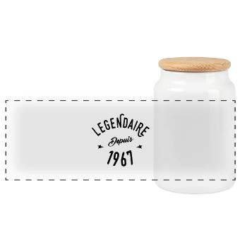 legendaire depuis 1967 - Boîte à biscuits avec couvercle en bois - blanc - Devant