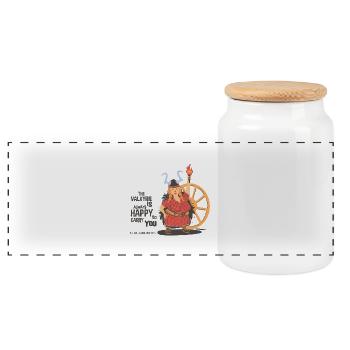 Walküre - Panoramic Cookie Jar with Wooden Lid - white - Front