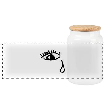 Crying eye - Panoramic Cookie Jar with Wooden Lid - white - Front