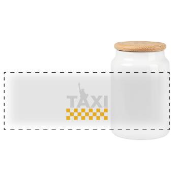 New York Taxi - Panoramic Cookie Jar with Wooden Lid - white - Front