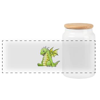 Drache - Panorama Keksdose mit Holzdeckel - Weiß - Vorne