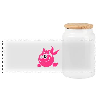 fish_girl - Panoramic Cookie Jar with Wooden Lid - white - Front