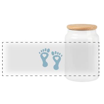 baby foot heart - Boîte à biscuits avec couvercle en bois - blanc - Devant