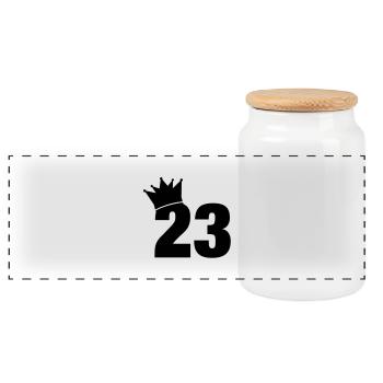23_krone_f1 - Panoramic Cookie Jar with Wooden Lid - white - Front