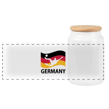 Deutschland Fußball - Panorama Keksdose mit Holzdeckel - Weiß - Vorne