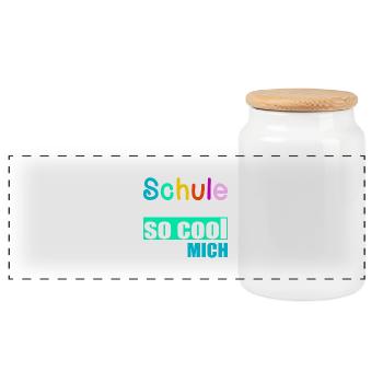 Schule Einschulung Schulbeginn cooler Spruch - Panorama Keksdose mit Holzdeckel - Weiß - Vorne