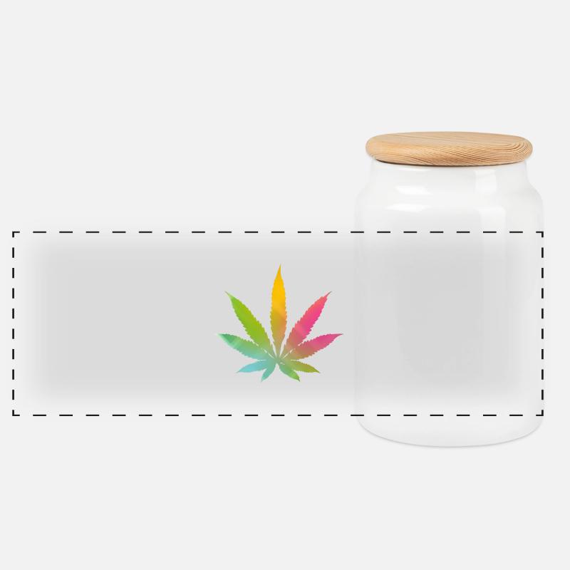 hemp - Panoramic Cookie Jar with Wooden Lid - white
