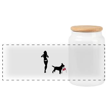 chien - Boîte à biscuits avec couvercle en bois - blanc - Devant