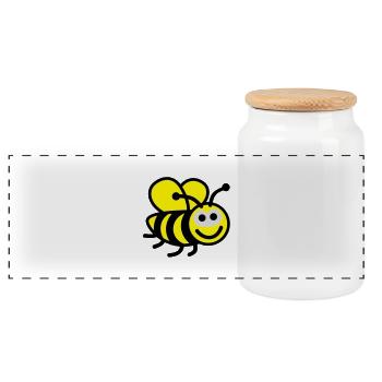 biene___f3 - Boîte à biscuits avec couvercle en bois - blanc - Devant