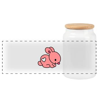lapin coeur - Boîte à biscuits avec couvercle en bois - blanc - Devant