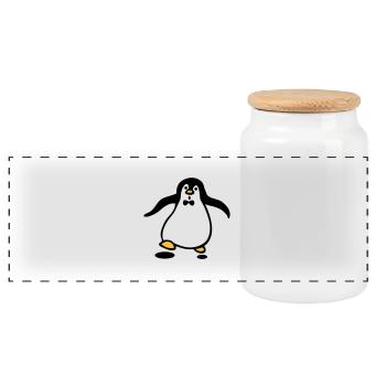 Pinguin - Panoramic Cookie Jar with Wooden Lid - white - Front