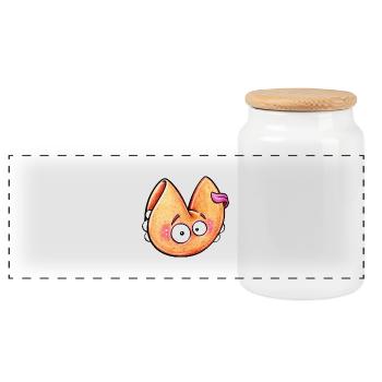fortune cookie monster with tongue - Panorama Keksdose mit Holzdeckel - Weiß - Vorne