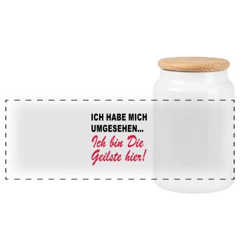 I'm the coolest here - Panoramic Cookie Jar with Wooden Lid - white - Front