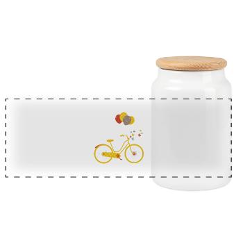 vélo - Boîte à biscuits avec couvercle en bois - blanc - Devant
