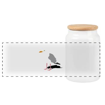 seagull gull bird harbour sailing ocean sea ship - Panoramic Cookie Jar with Wooden Lid - white - Front