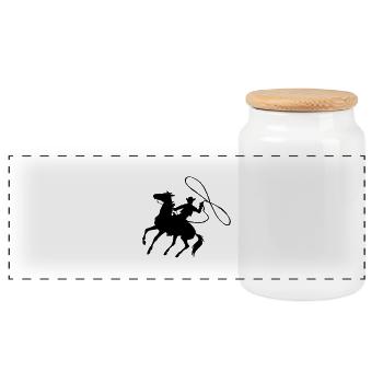 Cowboy - Panoramic Cookie Jar with Wooden Lid - white - Front