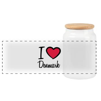 I Love Denmark Danmark Logo - Boîte à biscuits avec couvercle en bois - blanc - Devant