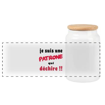 Je suis une patrone qui déchire - Boîte à biscuits avec couvercle en bois - blanc - Devant