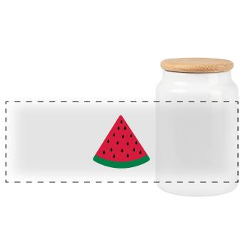 water melon slice - Panoramic Cookie Jar with Wooden Lid - white - Front