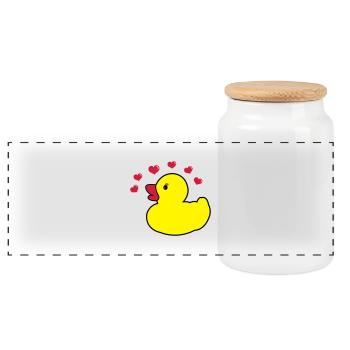 quitsche_enten_love2 - Panorama Keksdose mit Holzdeckel - Weiß - Vorne