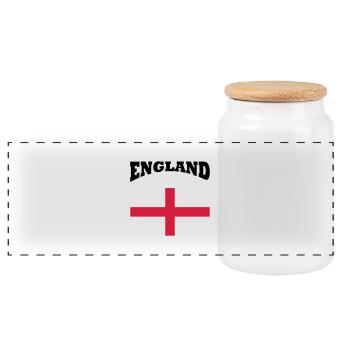 England + cross - Panorama Keksdose mit Holzdeckel - Weiß - Vorne