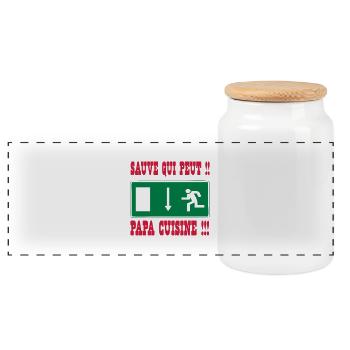 Sauve qui peut PAPA cuisine !!! - Boîte à biscuits avec couvercle en bois - blanc - Devant