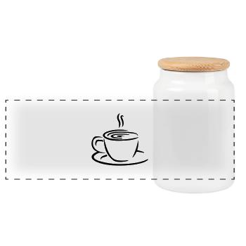 Coffee - Panoramic Cookie Jar with Wooden Lid - white - Front