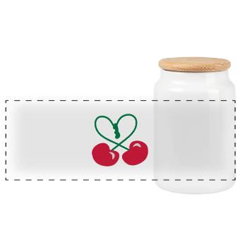 Rockabilly Cherry Heart Symbol patjila 2014 - Boîte à biscuits avec couvercle en bois - blanc - Devant