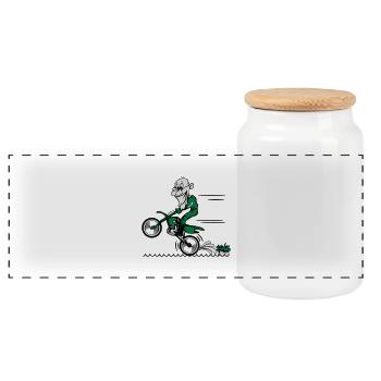 Motorrad wasser witzig - Panorama Keksdose mit Holzdeckel - Weiß - Vorne