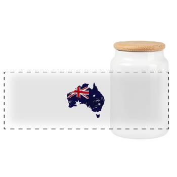 Australia Map Flag - Australien - Panorama Keksdose mit Holzdeckel - Weiß - Vorne