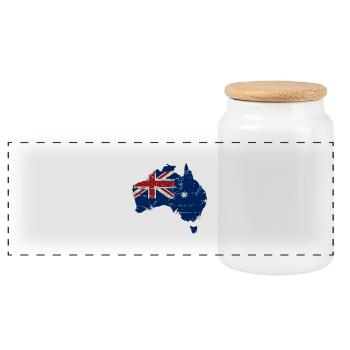 Australia Map Flag - Australien - Panorama Keksdose mit Holzdeckel - Weiß - Vorne