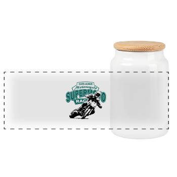Supermoto Racing - Supermotard - Panoramic Cookie Jar with Wooden Lid - white - Front