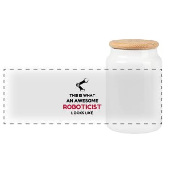 Robotics Robot Robotik Robotique Roboter - Panoramic Cookie Jar with Wooden Lid - white - Front