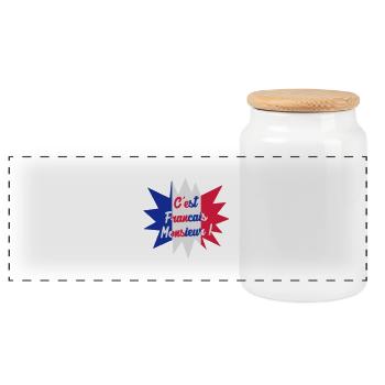 France Français Française French Frankreich - Panoramic Cookie Jar with Wooden Lid - white - Front