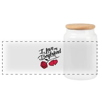i love my boyfriend design - Panorama Keksdose mit Holzdeckel - Weiß - Vorne