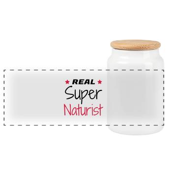 Naturism Naturist FKK Naturisme Naturiste Nudist - Panoramic Cookie Jar with Wooden Lid - white - Front