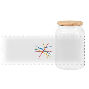 Game made of wooden sticks Mikado - Panoramic Cookie Jar with Wooden Lid - white - Front