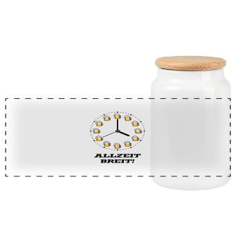 Allzeit Breit! (Bier / Uhr / Besoffen / Betrunken) - Panorama Keksdose mit Holzdeckel - Weiß - Vorne