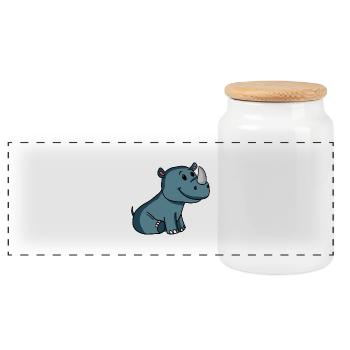 rhinocéros - Boîte à biscuits avec couvercle en bois - blanc - Devant
