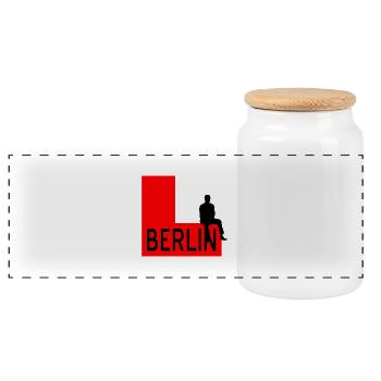 Berlin - Panoramic Cookie Jar with Wooden Lid - white - Front