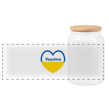 Ukraine Heart Ukraina - Panoramic Cookie Jar with Wooden Lid - white - Front