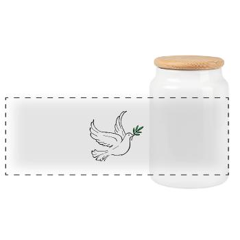 Colombe blanche, colombe de la paix, de la paix, de l’amour - Boîte à biscuits avec couvercle en bois - blanc - Devant
