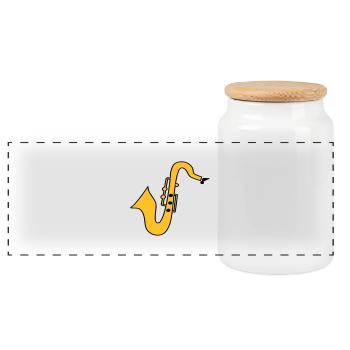 Saxophone - Boîte à biscuits avec couvercle en bois - blanc - Devant
