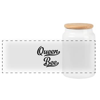 Queen Bee - Panorama Keksdose mit Holzdeckel - Weiß - Vorne